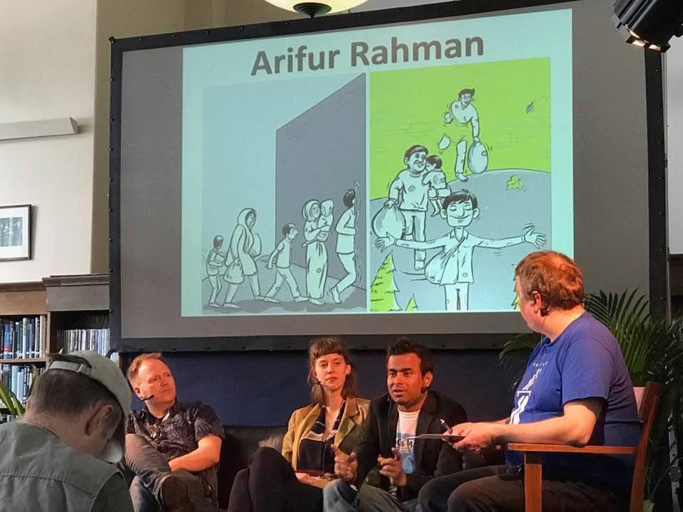 ARiF speaking in a panel discussion alongside fellow guests